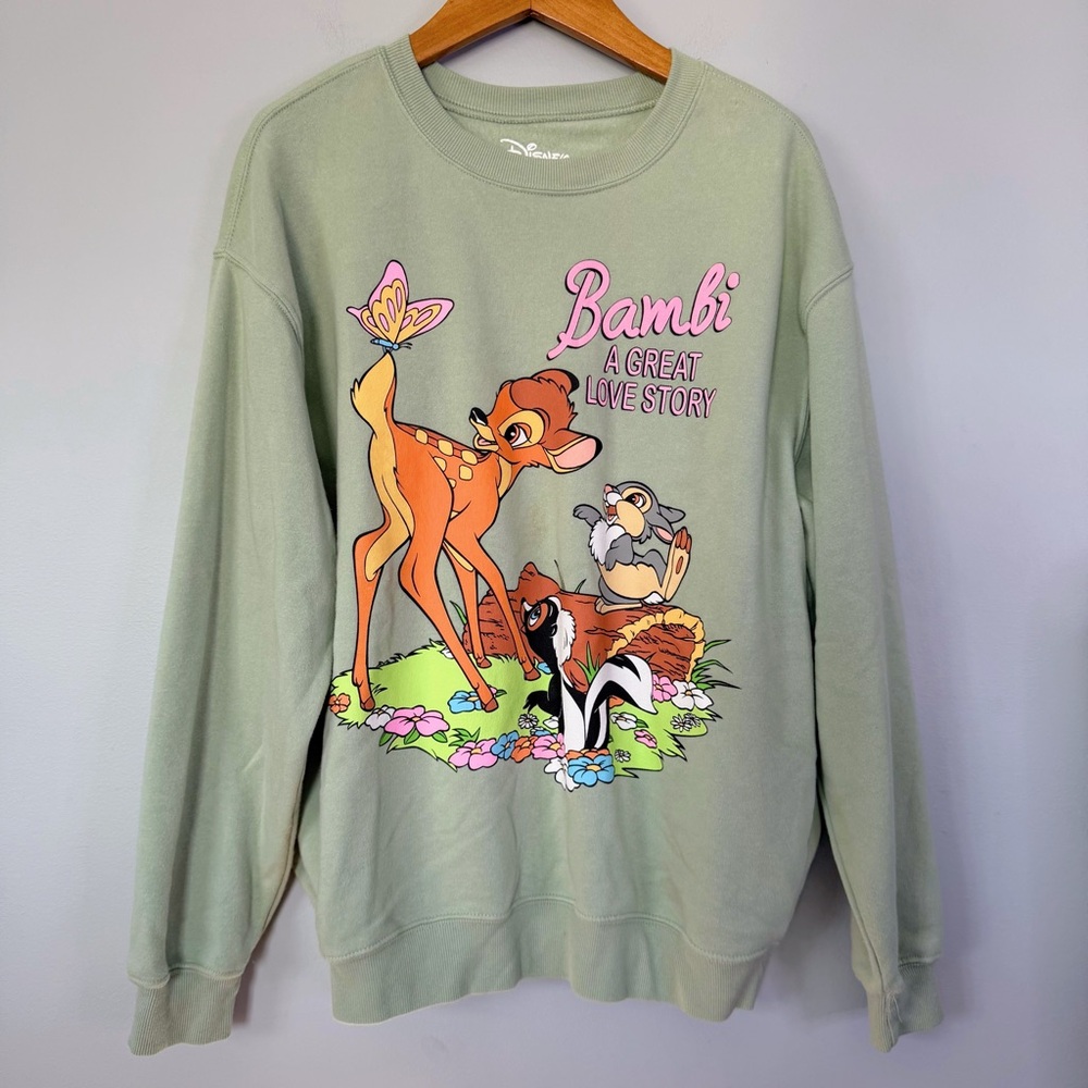 Disney Bambi “A Great Love Story” Sweatshirt Sage Green Size Medium